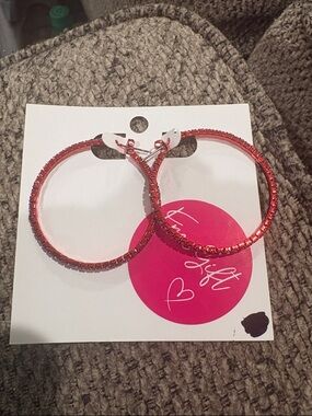 2 pair Red Crystal Hoop Earrings for Women - Fashion Accessory